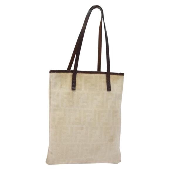 FENDI Zucca Canvas Hand Bag Beige Brown - Picture 1 of 11